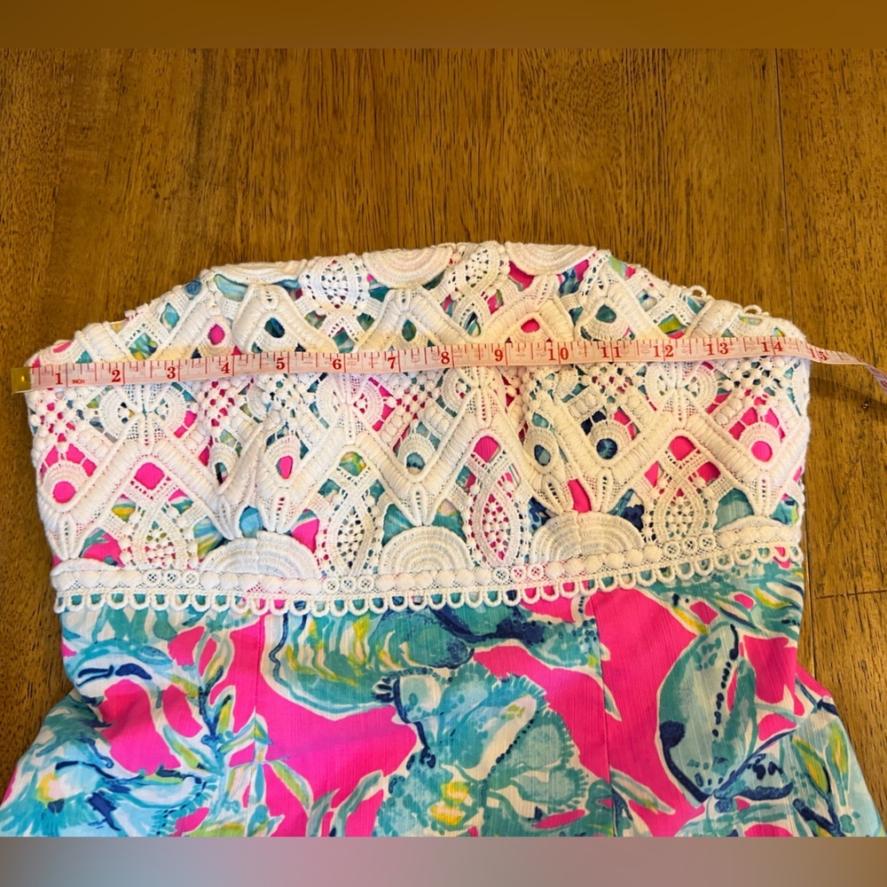 Lilly Pulitzer Brynn Dress Raz Berry Lobsters - Strapless Lace- Size 0 - Picture 12 of 14